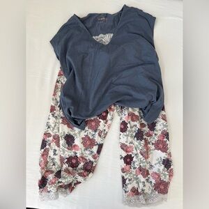Floral Blue Pajama Set